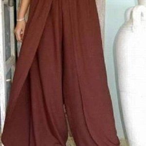 Wide-leg Boho Maroon Pants